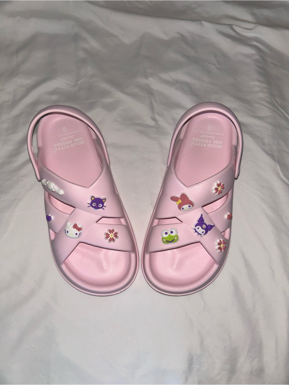 Women’s Pink Slip-On Sandals with Cute Character Accents Hello Kitty